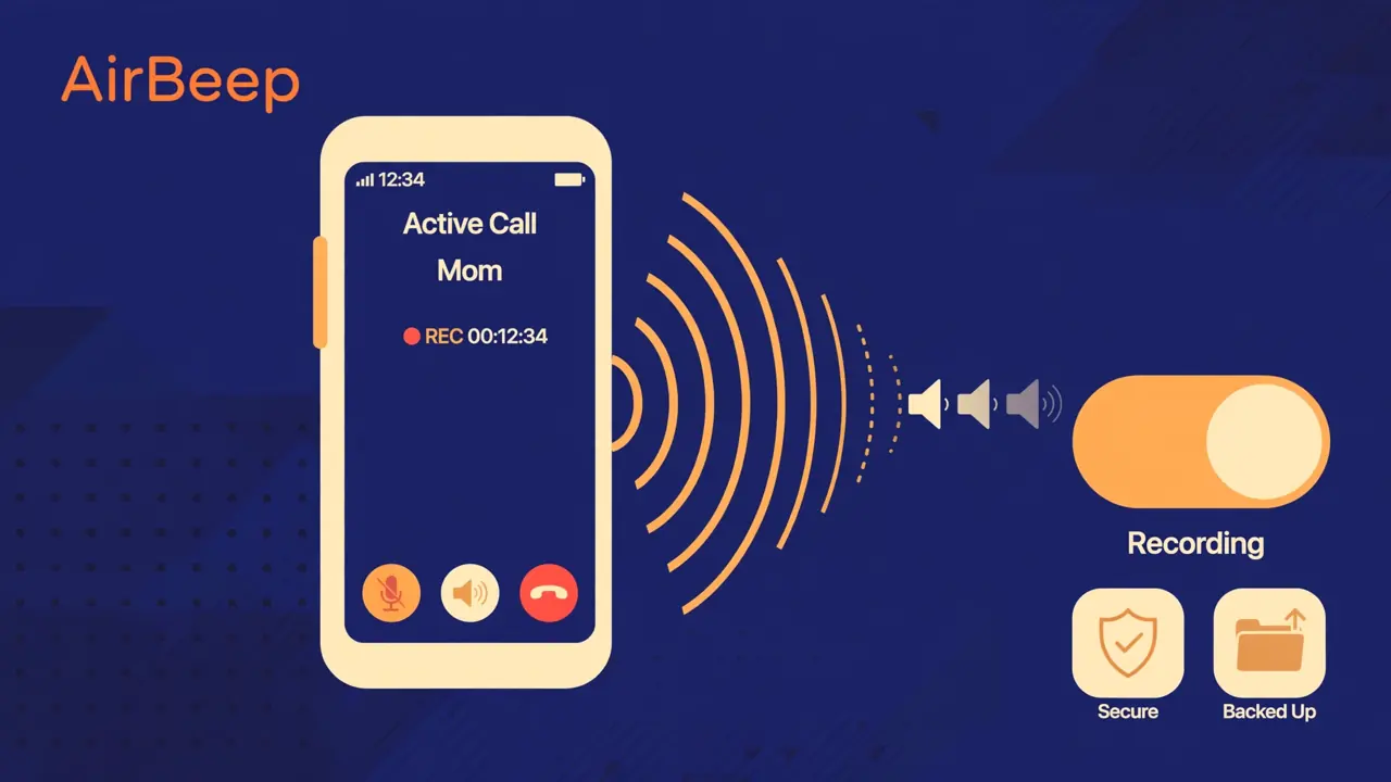 AirBeep 在通话录音界面中静音提示音的开关示意