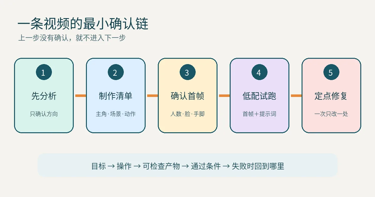 一条AI视频的五步确认链