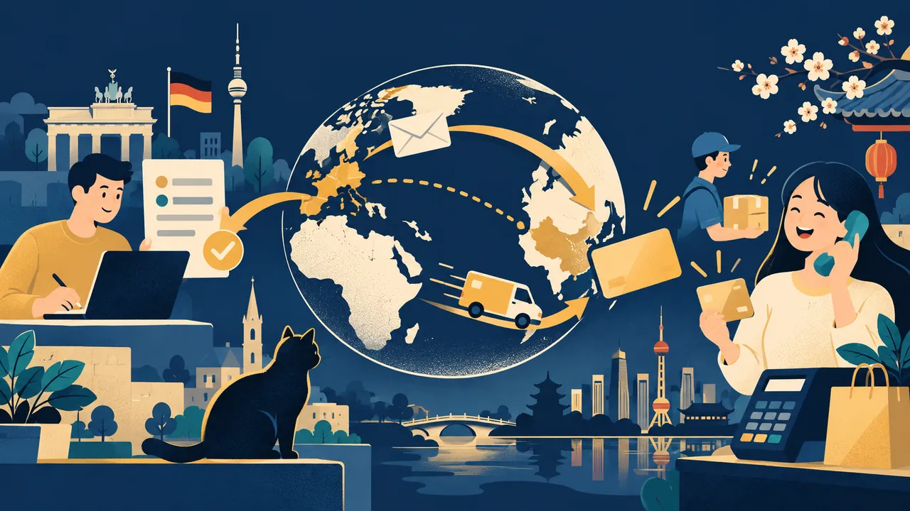 Coinbase Card德国直邮大陆攻略主题概念插画