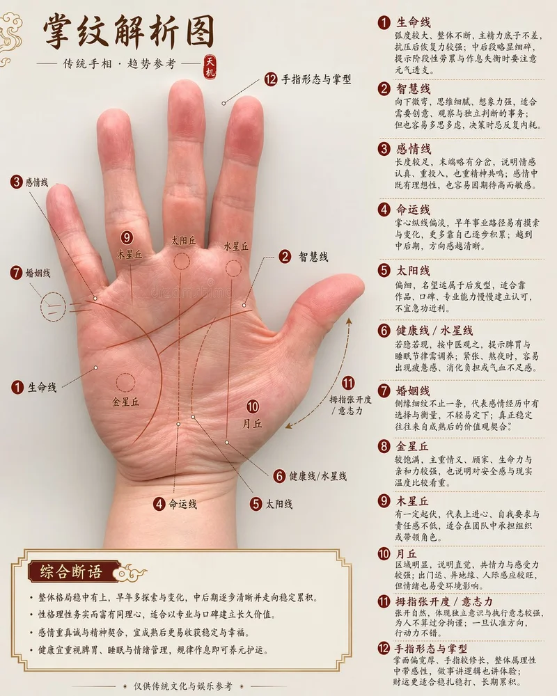 GPT-image2 手相分析结果示例