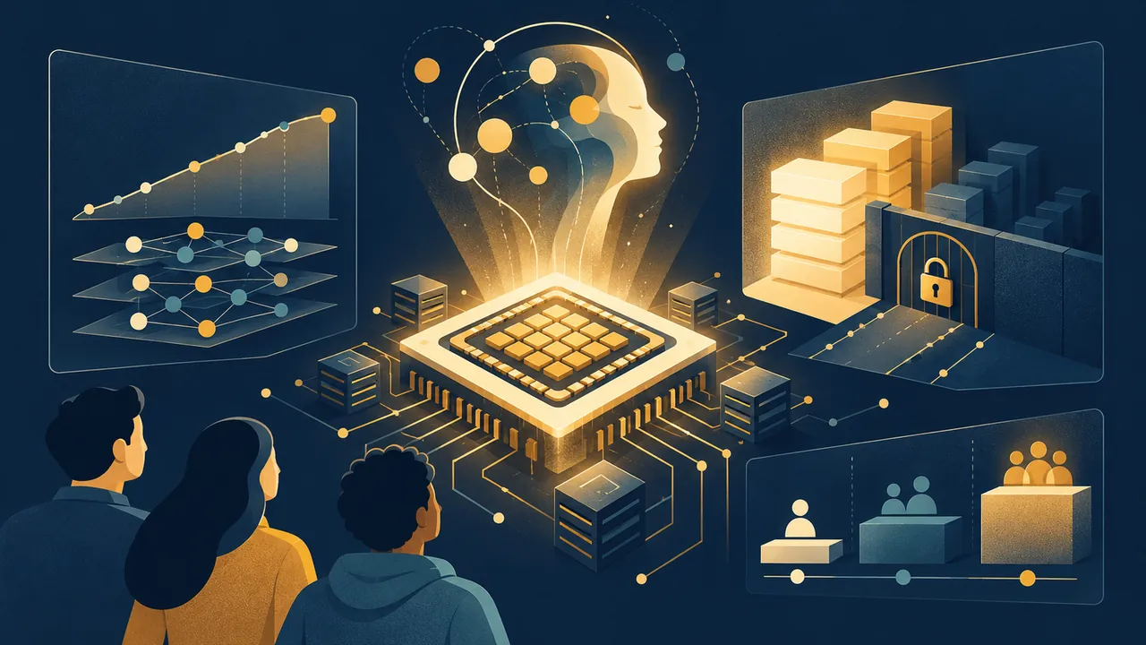 黄仁勋说 AGI 到了，卖的是 GPU主题概念插画