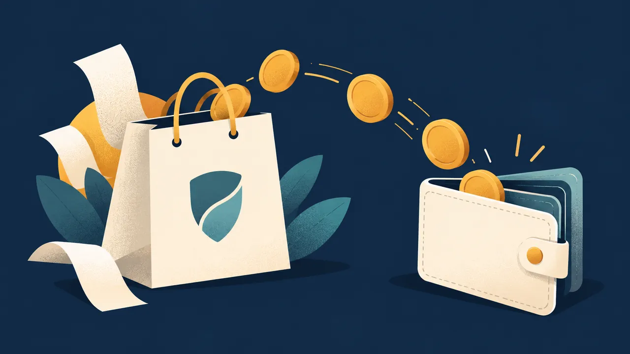 PIA VPN 返现120%：订阅还能回赚主题概念插画