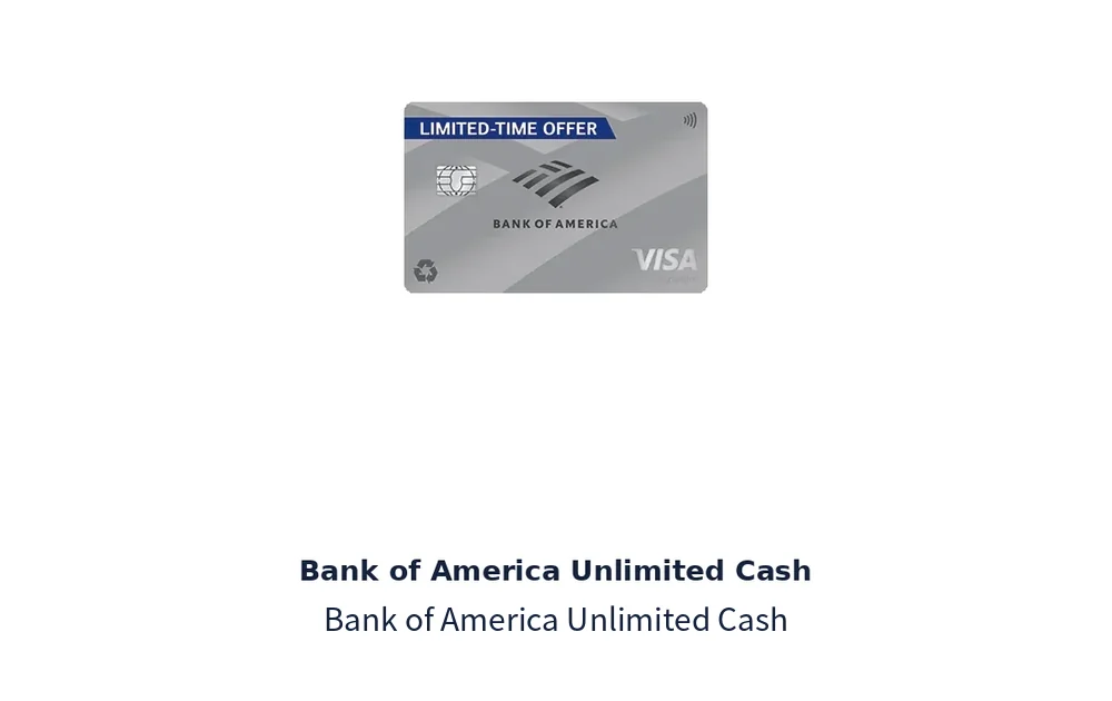 Bank of America Unlimited Cash Rewards官方卡面