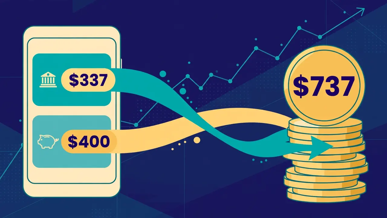 SoFi 开户奖励组成：$337 + $400 = $737 示意