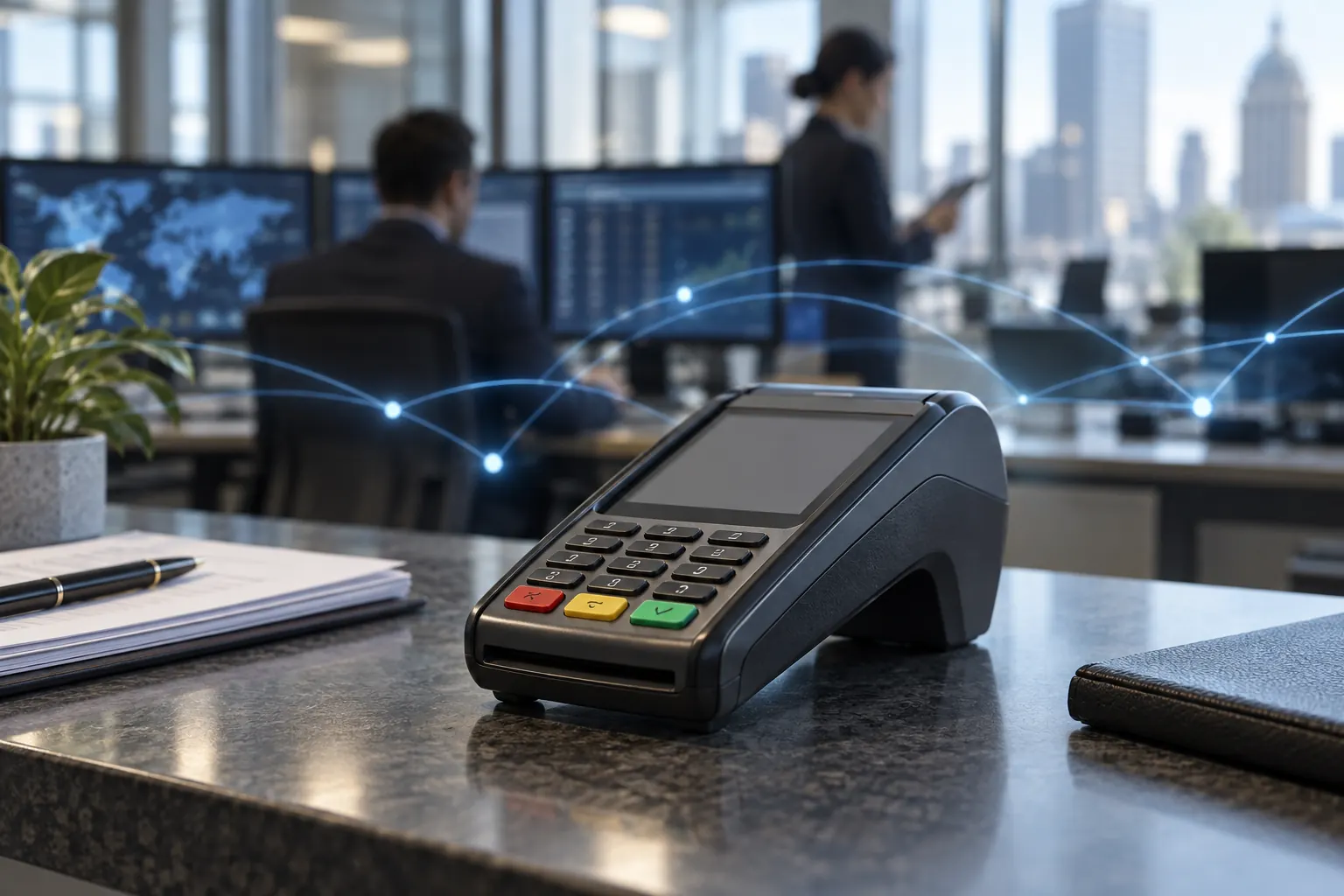 支付终端与数字结算线路的示意图