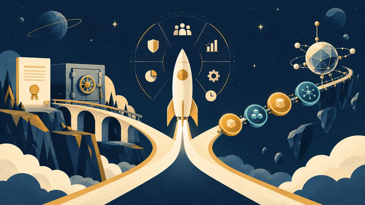 SpaceX IPO：Kraken/Bybit vs 传统券商怎么选主题概念插画