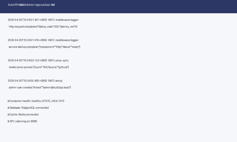 Sub2API 启动日志