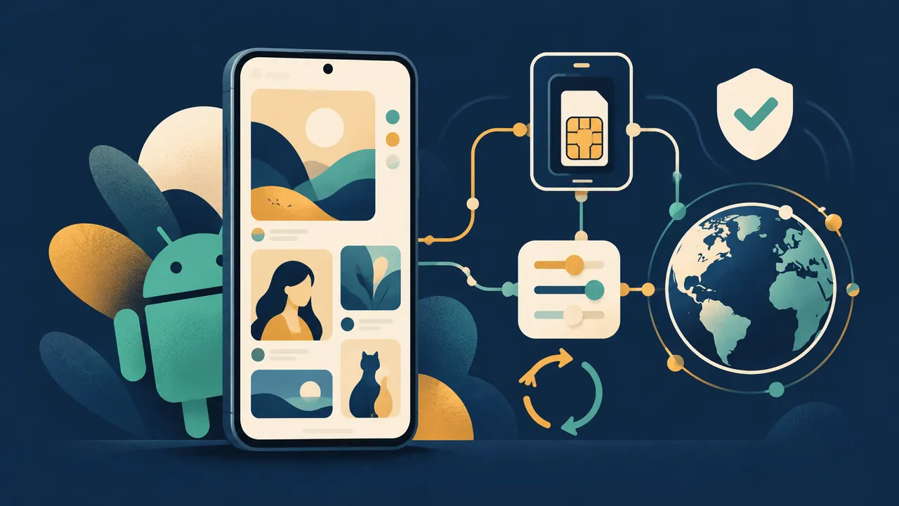 TikTok无需拔卡使用教程（Android）主题概念插画