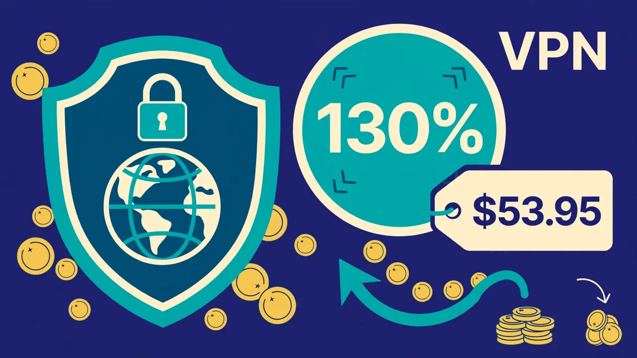 PureVPN 130% 返现：$53.95 套餐示意