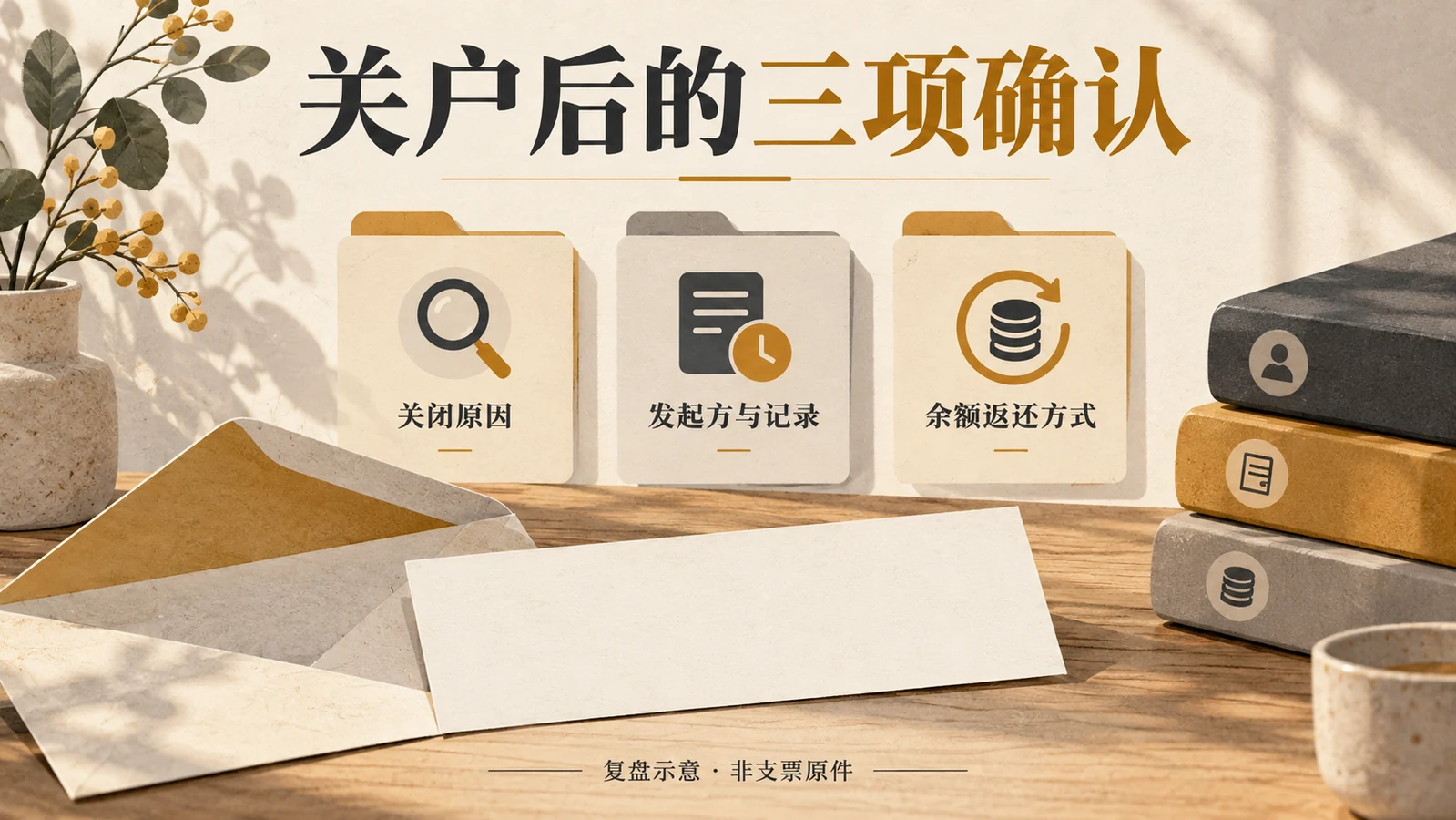 关闭原因、发起方与记录、余额返还方式，构成最终归档依据